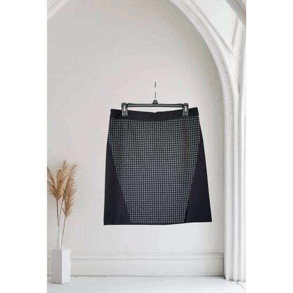 Laundry Shelli Segal Skirt Womens Houndstooth Front Slit  Size 10 - Picture 1 of 8